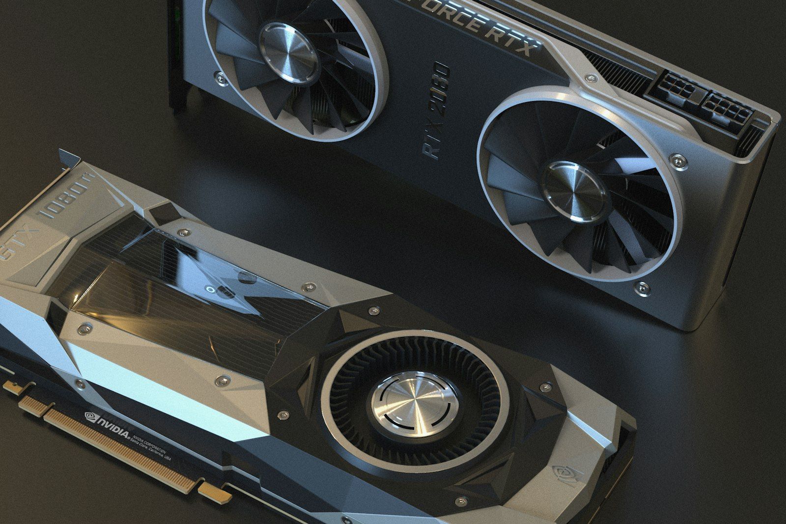 NVIDIA GeForce RTX graphics card on a dark background